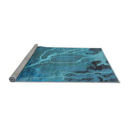 Sideview of Machine Washable Oriental Light Blue Industrial Rug, wshurb1525lblu