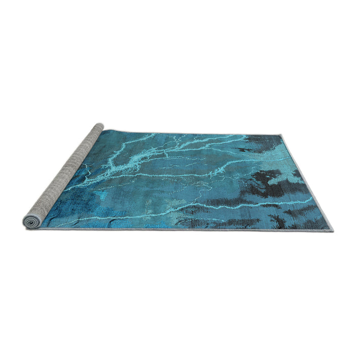 Sideview of Machine Washable Oriental Light Blue Industrial Rug, wshurb1525lblu