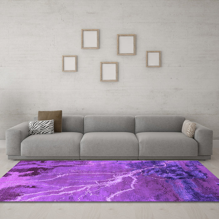Machine Washable Oriental Purple Industrial Area Rugs in a Living Room, wshurb1525pur