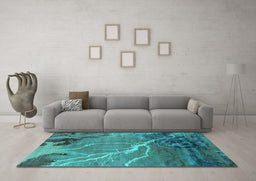 Machine Washable Oriental Turquoise Industrial Area Rugs in a Living Room,, wshurb1525turq