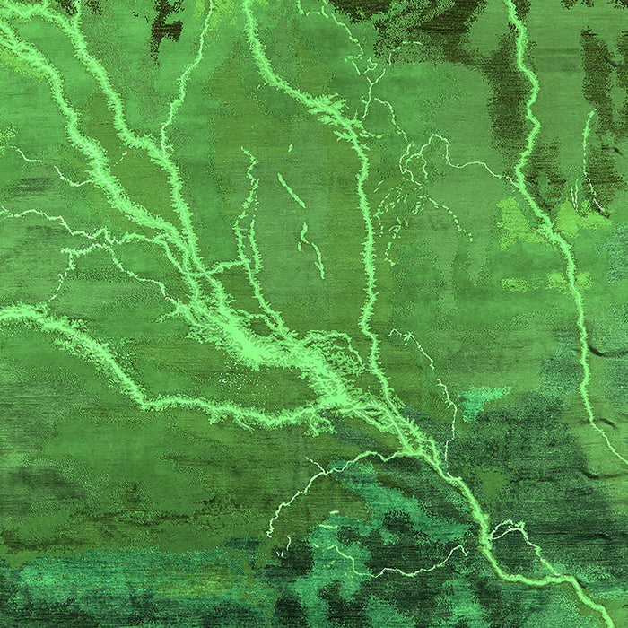 Machine Washable Oriental Green Industrial Area Rugs, wshurb1525grn