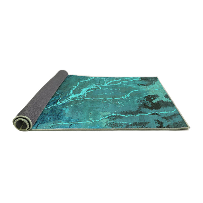 Sideview of Oriental Turquoise Industrial Rug, urb1525turq