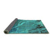 Sideview of Oriental Turquoise Industrial Rug, urb1525turq