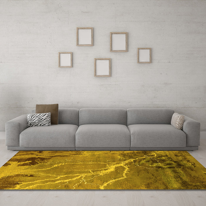 Machine Washable Oriental Yellow Industrial Rug in a Living Room, wshurb1525yw