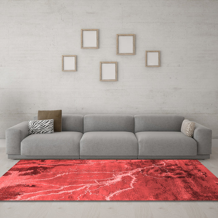 Industrial Red Washable Rugs