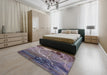 Mid-Century Modern Purple Oriental Rug in a Bedroom, urb1525