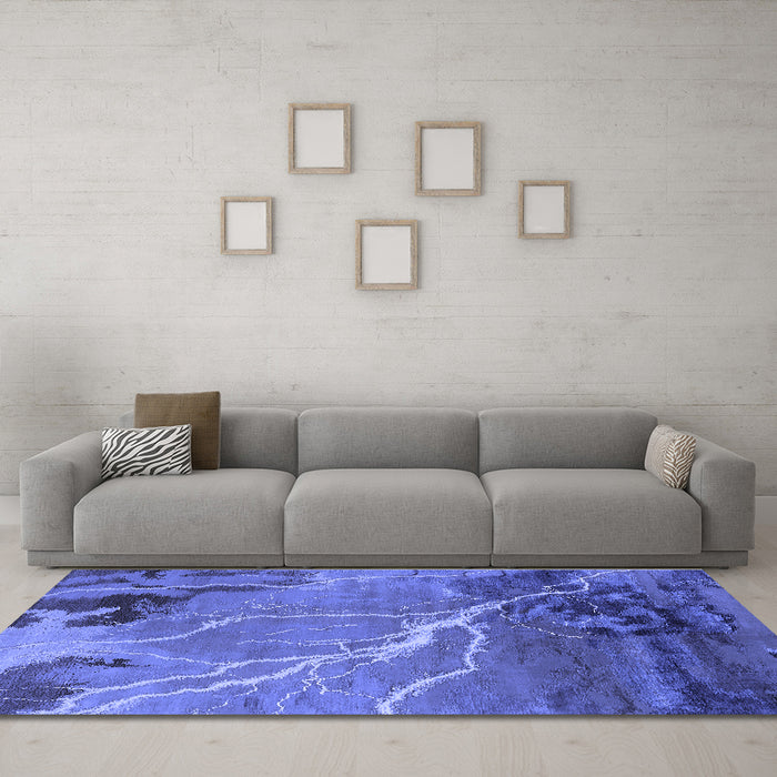 Machine Washable Oriental Blue Industrial Rug in a Living Room, wshurb1525blu