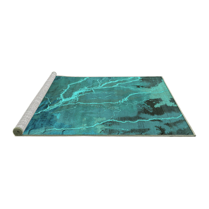 Sideview of Machine Washable Oriental Turquoise Industrial Area Rugs, wshurb1525turq