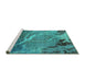 Sideview of Machine Washable Oriental Turquoise Industrial Area Rugs, wshurb1525turq