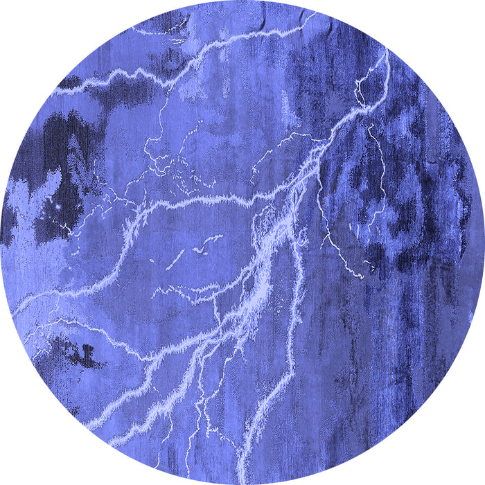 Round Oriental Blue Industrial Rug, urb1525blu