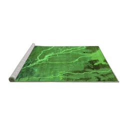 Sideview of Machine Washable Oriental Green Industrial Area Rugs, wshurb1525grn
