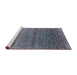 Sideview of Machine Washable Industrial Modern Koi Blue Rug, wshurb1526