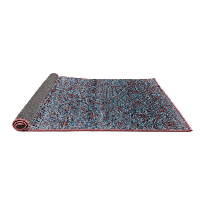 Sideview of Mid-Century Modern Koi Blue Oriental Rug, urb1526