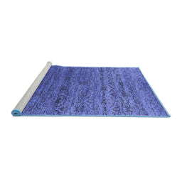 Sideview of Machine Washable Oriental Blue Industrial Rug, wshurb1526blu