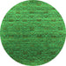 Round Oriental Green Industrial Rug, urb1526grn