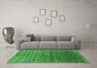 Machine Washable Oriental Green Industrial Area Rugs in a Living Room,, wshurb1526grn