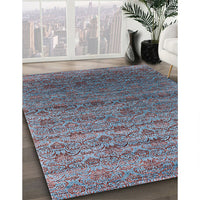 Mid-Century Modern Koi Blue Oriental Rug, urb1526