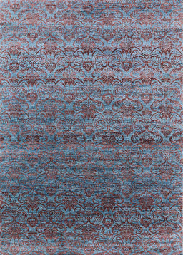 Machine Washable Industrial Modern Koi Blue Rug, wshurb1526