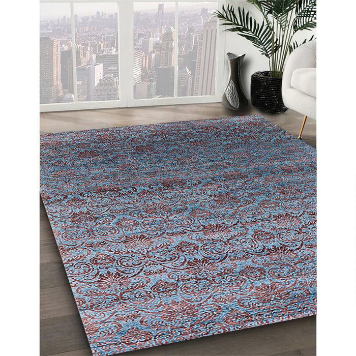 Machine Washable Industrial Modern Koi Blue Rug in a Family Room, wshurb1526