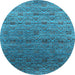 Round Oriental Light Blue Industrial Rug, urb1526lblu