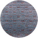 Round Mid-Century Modern Koi Blue Oriental Rug, urb1526