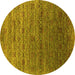 Round Machine Washable Oriental Yellow Industrial Rug, wshurb1526yw