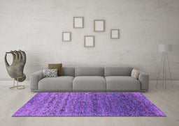 Machine Washable Oriental Purple Industrial Area Rugs in a Living Room, wshurb1526pur