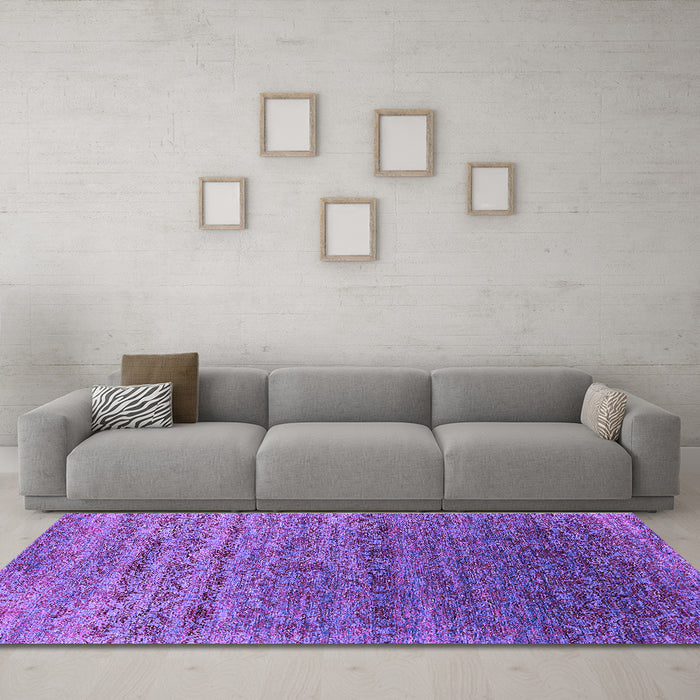 Machine Washable Oriental Purple Industrial Area Rugs in a Living Room, wshurb1526pur