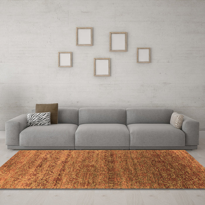Machine Washable Oriental Orange Industrial Area Rugs in a Living Room, wshurb1526org