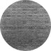 Round Machine Washable Oriental Gray Industrial Rug, wshurb1526gry