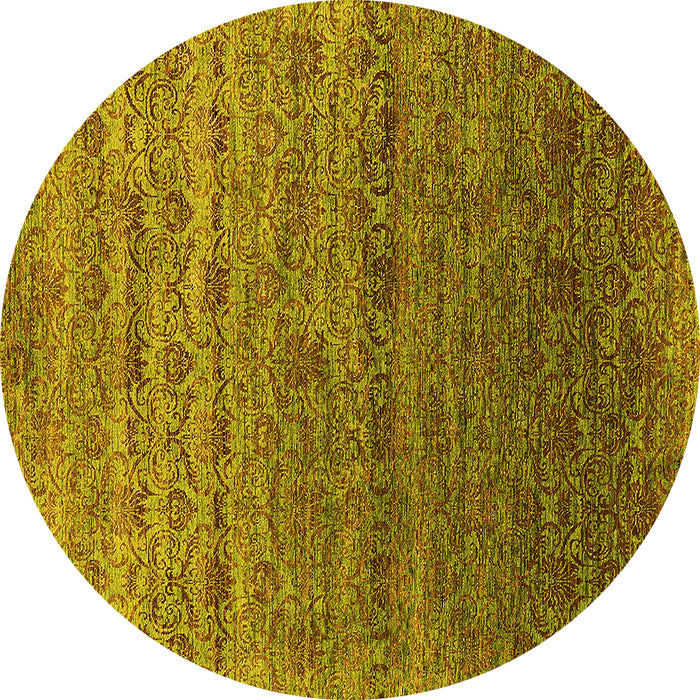 Round Oriental Yellow Industrial Rug, urb1526yw