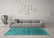 Machine Washable Oriental Turquoise Industrial Area Rugs in a Living Room,, wshurb1526turq