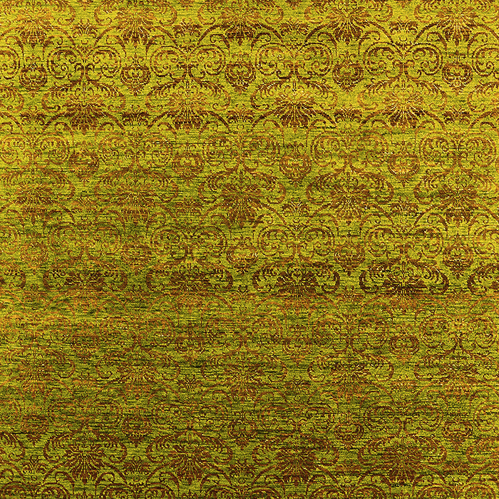 Machine Washable Oriental Yellow Industrial Rug, wshurb1526yw