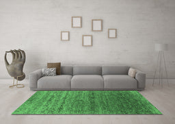 Machine Washable Oriental Emerald Green Industrial Area Rugs in a Living Room,, wshurb1526emgrn