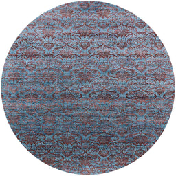 Round Machine Washable Industrial Modern Koi Blue Rug, wshurb1526