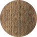 Round Oriental Brown Industrial Rug, urb1526brn