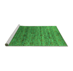 Sideview of Machine Washable Oriental Green Industrial Area Rugs, wshurb1526grn