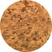 Round Machine Washable Oriental Orange Industrial Area Rugs, wshurb1527org