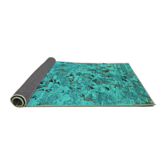 Sideview of Oriental Turquoise Industrial Rug, urb1527turq