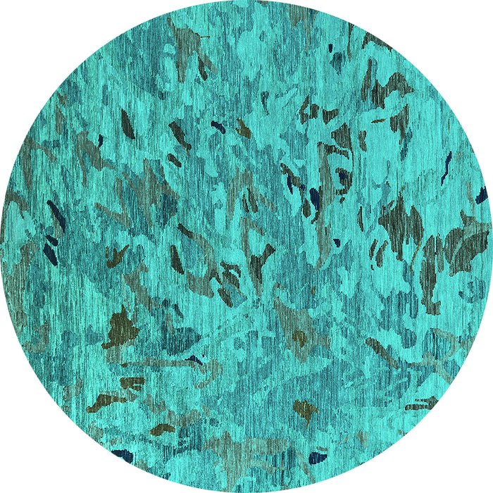 Round Oriental Turquoise Industrial Rug, urb1527turq