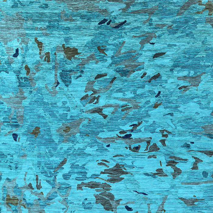 Square Machine Washable Oriental Light Blue Industrial Rug, wshurb1527lblu