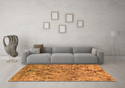 Machine Washable Oriental Orange Industrial Area Rugs in a Living Room, wshurb1527org