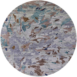 Round Mid-Century Modern Dark Gray Oriental Rug, urb1527