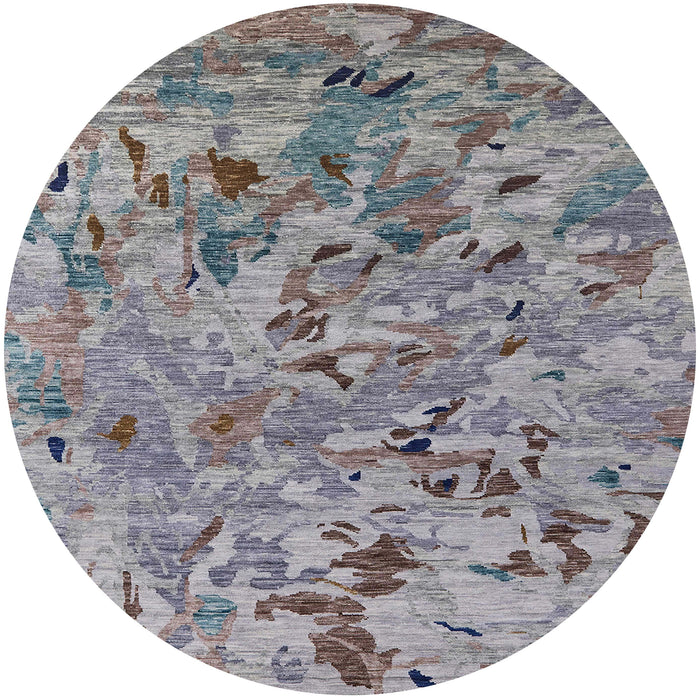 Round Mid-Century Modern Dark Gray Oriental Rug, urb1527