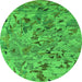 Round Oriental Green Industrial Rug, urb1527grn