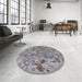 Round Machine Washable Industrial Modern Dark Gray Rug in a Office, wshurb1527