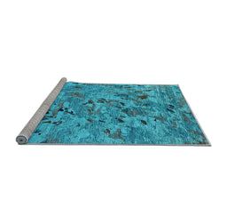 Sideview of Machine Washable Oriental Light Blue Industrial Rug, wshurb1527lblu