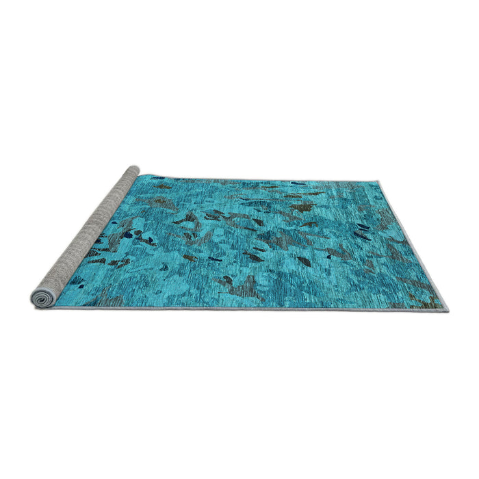Sideview of Machine Washable Oriental Light Blue Industrial Rug, wshurb1527lblu
