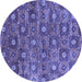 Round Machine Washable Oriental Blue Industrial Rug, wshurb1528blu