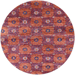 Round Mid-Century Modern Pink Oriental Rug, urb1528